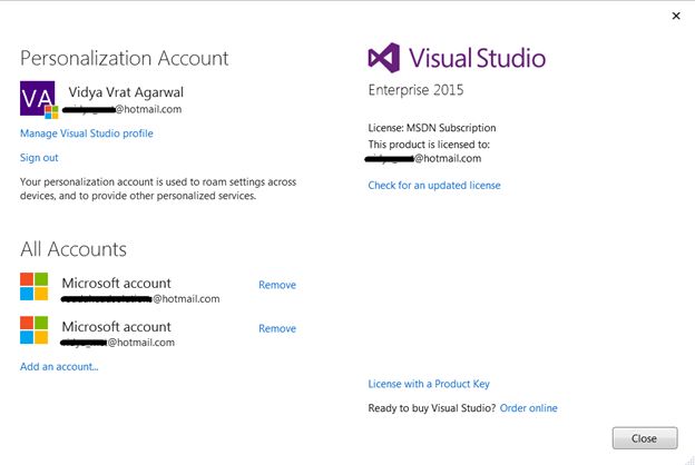Newly registered account under All Accounts